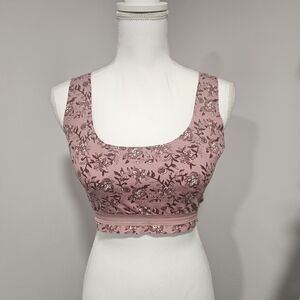 Lucky Brand Soft Comfy Mauve Floral Print Lined Bralette